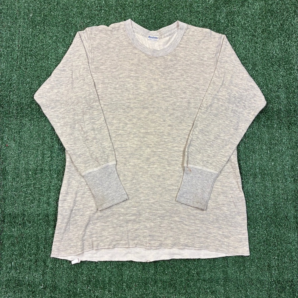 Vintage 1970's Duofold Long Sleeve Heather Grey Shirt Two Layer Fabric